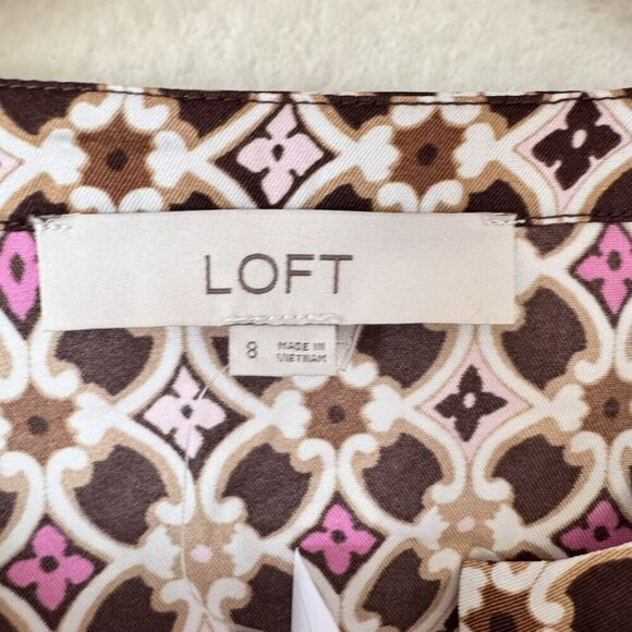 LOFT Geometric Split Neck Flare Dress New Womens Size 8 New With Tag - Picture 7 of 10